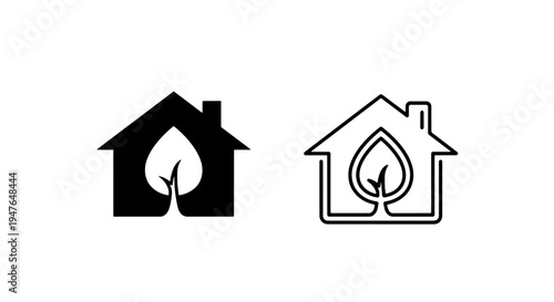 Eco-friendly house with leaf icon for sustainable home and green living