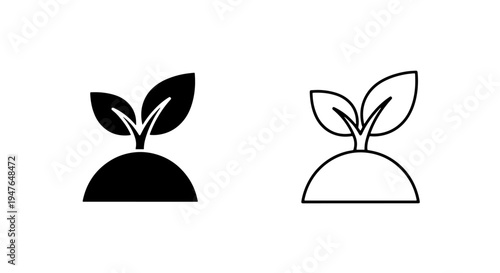 Sprouting plant growth icon: seedling nature and new life concept