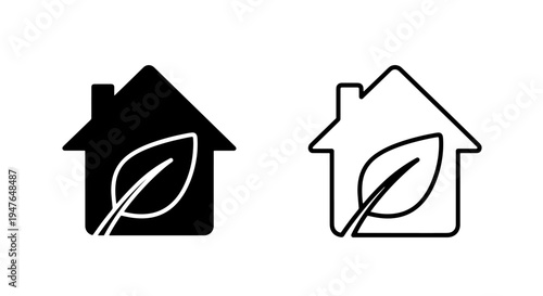Green house eco home icon: sustainable living and environment concept