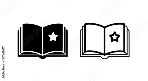 Open book with star icon symbolizing favorite literature or quality reviews