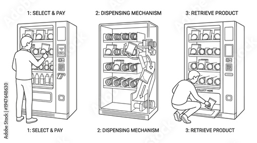 Vending Machine Process Selection Dispensing and Retrieval