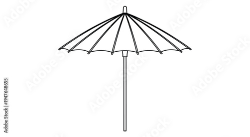 Simple line drawing of a traditional japanese parasol or umbrella