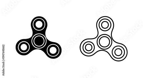 Fidget spinner outline and solid icon design for modern play and focus aids