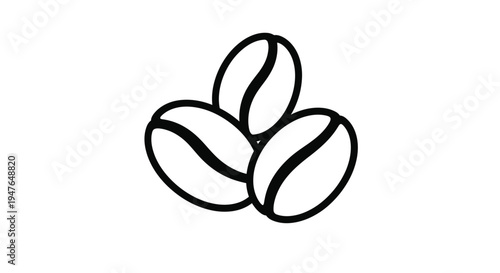 Simple line drawing of four coffee beans against a white background