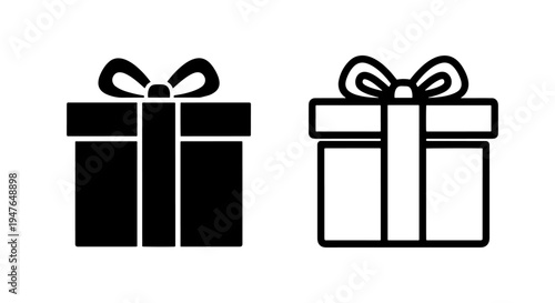 Minimalist gift box with ribbon icon for e-commerce, marketing, and holiday themes