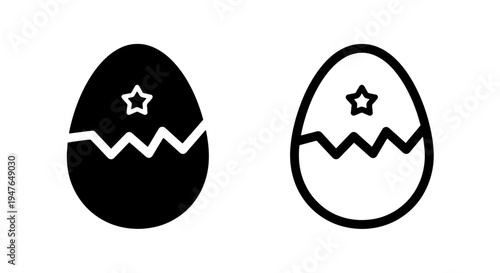 Cracked egg with star icon: special easter or award symbol