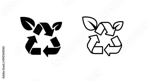 Recycle symbol with leaves icon: eco-friendly environmental protection design