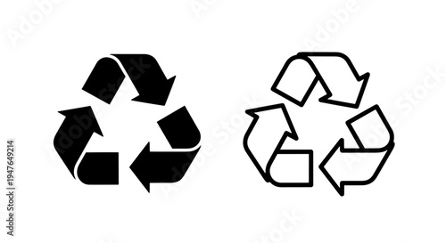 Recycle sign and ecological reuse symbol icon set for sustainability projects