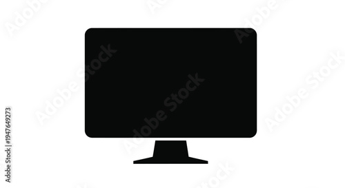 Simple black silhouette of a modern flat screen computer monitor