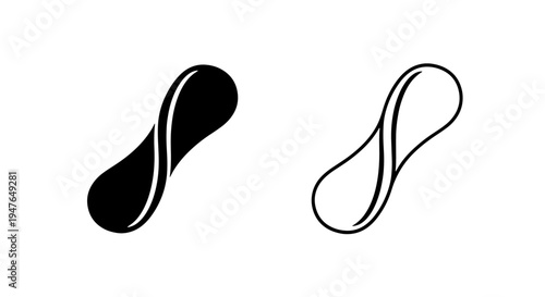 Abstract peanut shape icons in solid and outline styles for food logo design