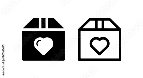 Gift box with heart icon symbolizing love, donation, or special delivery