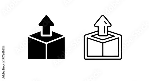 Box with up arrow icon symbolizing upload, export, or package handling