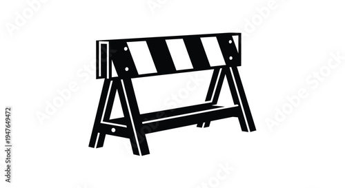 Black and white striped barrier on a wooden a frame structure