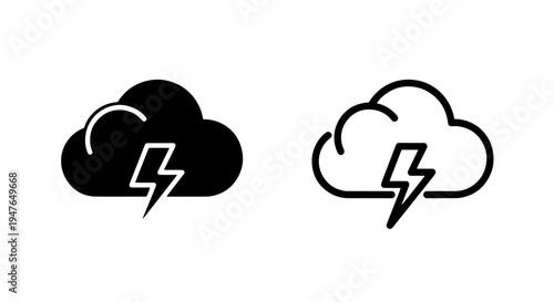 Thunderstorm weather icon with cloud and lightning bolt