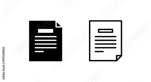 Document paper file icon set for report writing and business data information