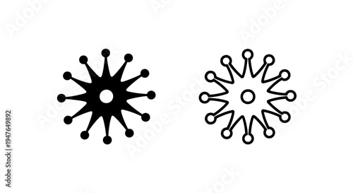 Virus bacteria microbe or sun spark icon set