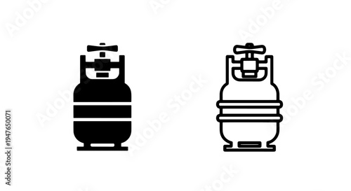 Propane tank icon with valve regulator detail for gas fuel storage and cooking