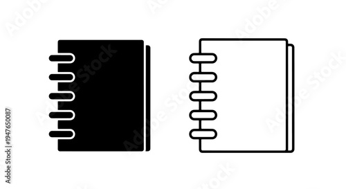 Spiral notebook icon set for notes, education and office stationery concepts