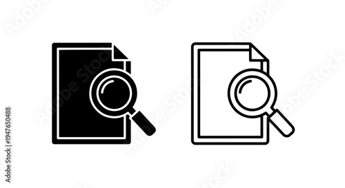 Document search and file audit magnifying glass icon set