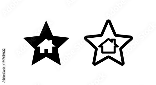 Star icon with house symbol for real estate rating and favorite home