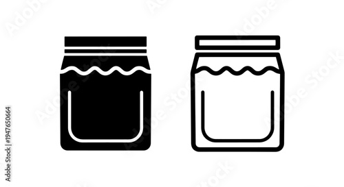 Glass preserving jar icons for homemade jam and food storage