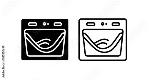 Dishwasher appliance icon with water waves front view vector illustration