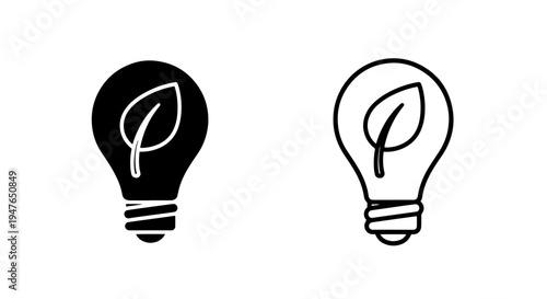 Green energy light bulb with leaf icon for sustainable technology and eco ideas