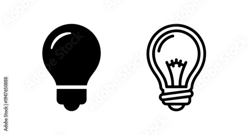 Classic light bulb icon set representing creativity ideas and electrical power