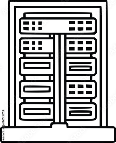 Server room data center vector illustration, flat design graphic