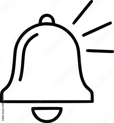 Notification bell ringing loudly vector illustration, flat design alert symbol
