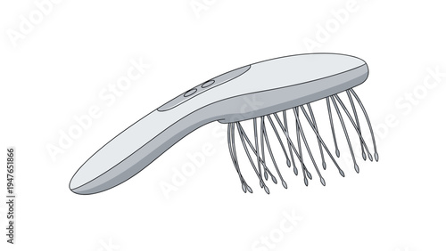 Modern white electronic head massager device with multiple vibrating flexible fingers designed for stress relief and relaxation.