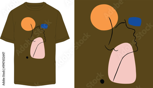 Vector illustration of 2 abstract t-shirts, brown