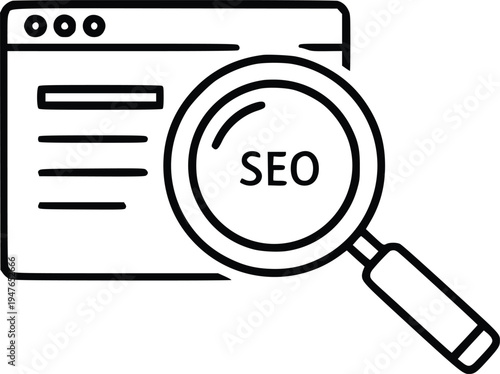 SEO optimization concept with magnifying glass vector illustration, flat design