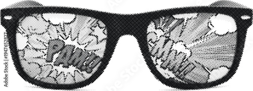 sunglasses shades halftone risograph fashion eyewear summer grunge retro offset print screentone pop style
