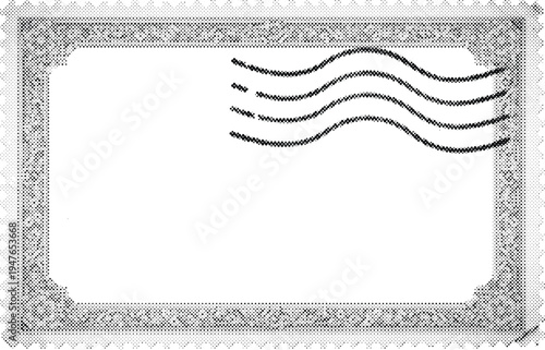 postcard frame border halftone risograph stamp mail edge template grunge retro offset print screentone