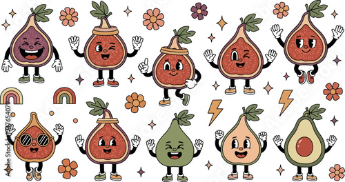 Cute kawaii onion characters collection vector illustration with funny vegetable mascots, smiling faces and playful cartoon food characters