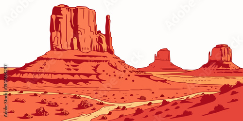 A red rock formation in the desert landscape Vector