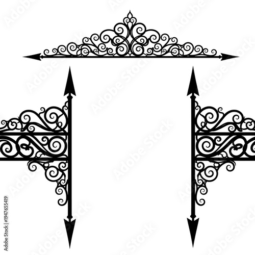 Ornate black ironwork border designs.