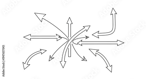 Abstract Arrows Flowing From Center, Directional Concept