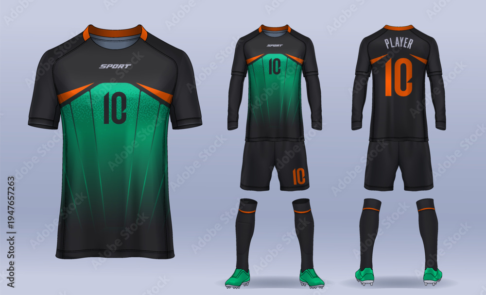 Obraz premium t-shirt sport design template, Soccer jersey mockup for football club. uniform front and back view. 
