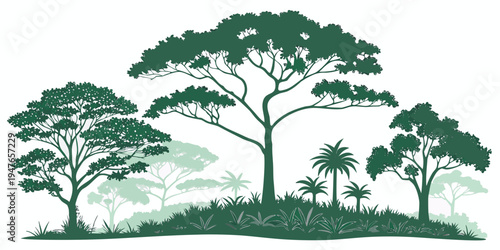 A group of trees on a small hill Vector