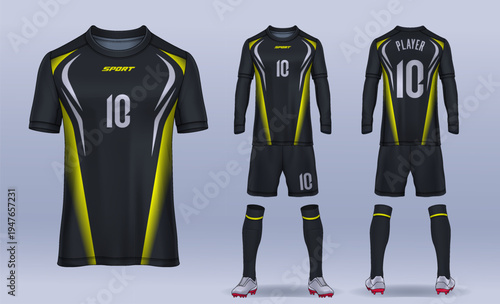 t-shirt sport design template, Soccer jersey mockup for football club. uniform front and back view.	