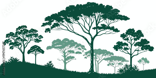A group of trees on a hill Vector