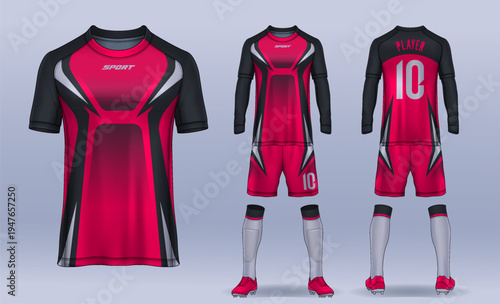 t-shirt sport design template, Soccer jersey mockup for football club. uniform front and back view.	