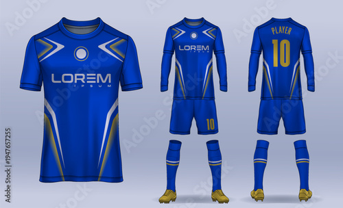 t-shirt sport design template, Soccer jersey mockup for football club. uniform front and back view.	