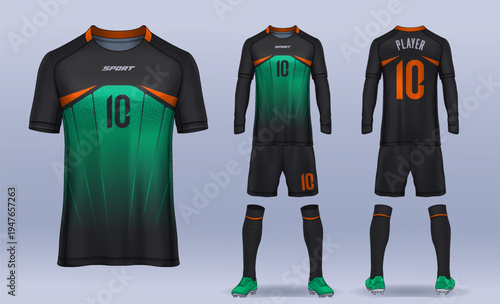 t-shirt sport design template, Soccer jersey mockup for football club. uniform front and back view.	