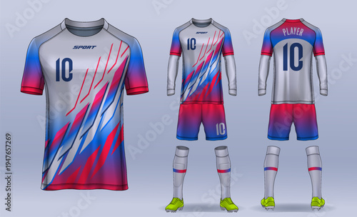 t-shirt sport design template, Soccer jersey mockup for football club. uniform front and back view.	