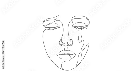 Abstract Line Art Face Crying Tears Minimalist Sad Emotion