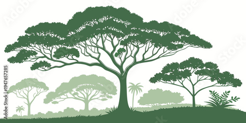 A group of trees on a hill Vector