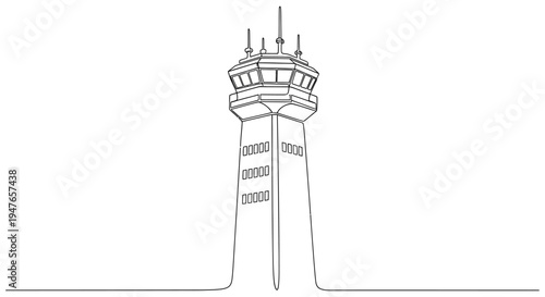 Air Traffic Control Tower Line Art Illustration